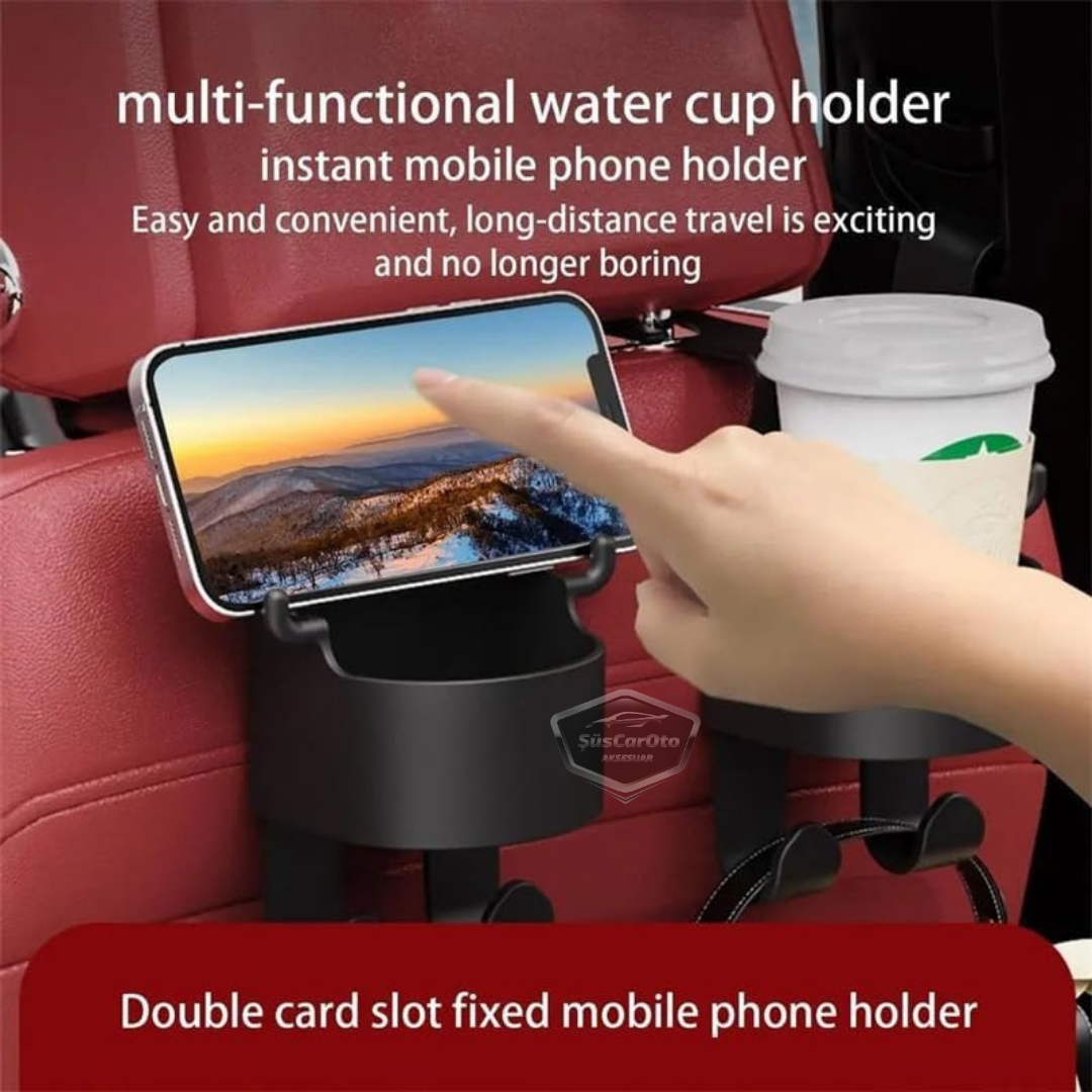 Organizador multifunción para el respaldo del asiento del coche, portavasos, soporte para teléfono, colgador y organizador de almacenamiento para coche, 1 unidad.