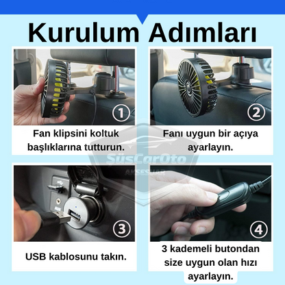 Ventilador de asiento de coche USB con 3 velocidades, refrigerador de nuca, ventilador de asiento, abrazadera de reposacabezas con aroma, 12 V ONV56