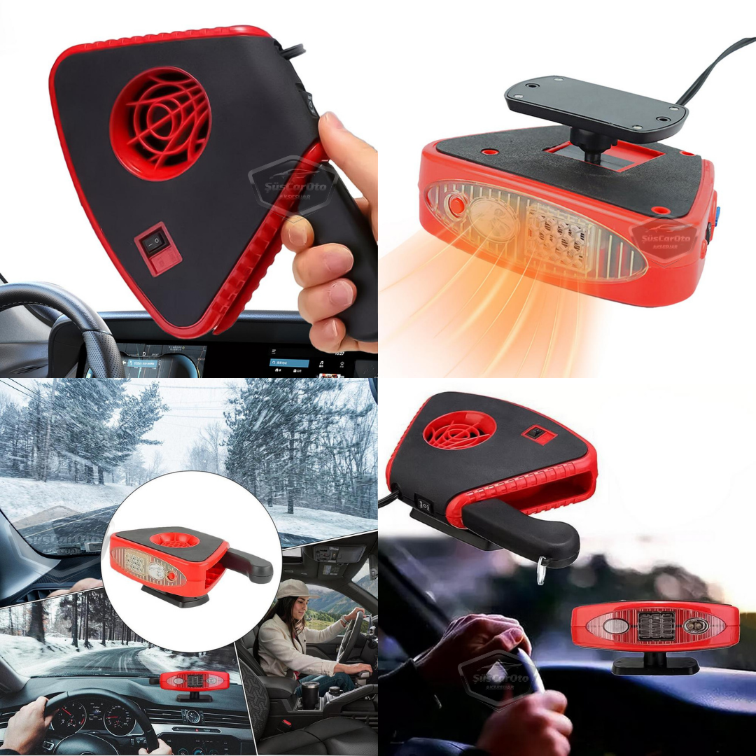 Calentador y enfriador de coche con ventilador para parabrisas, desempañador, descongelador de coche, calentador portátil para coche con luz, entrada para encendedor de cigarrillos, frío y calor, 12 V, 150 W