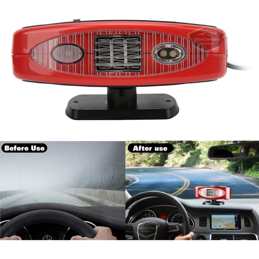 Calentador y enfriador de coche con ventilador para parabrisas, desempañador, descongelador de coche, calentador portátil para coche con luz, entrada para encendedor de cigarrillos, frío y calor, 12 V, 150 W