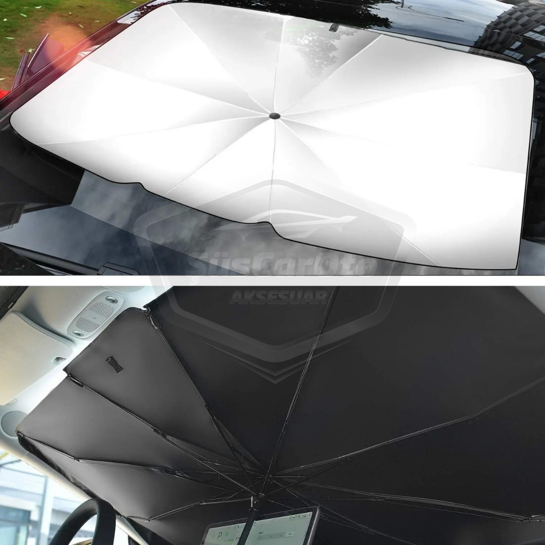 Parasol plegable para coche, parasol especial con mango flexible, protector solar de 132 cm x 77 cm