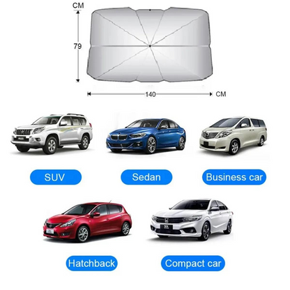 Parasol plegable para coche, parasol especial con mango flexible, protector solar de 132 cm x 77 cm