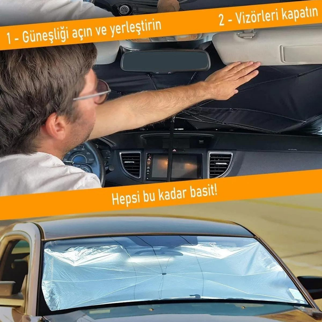 Parasol plegable para coche, parasol especial con mango flexible, protector solar de 132 cm x 77 cm