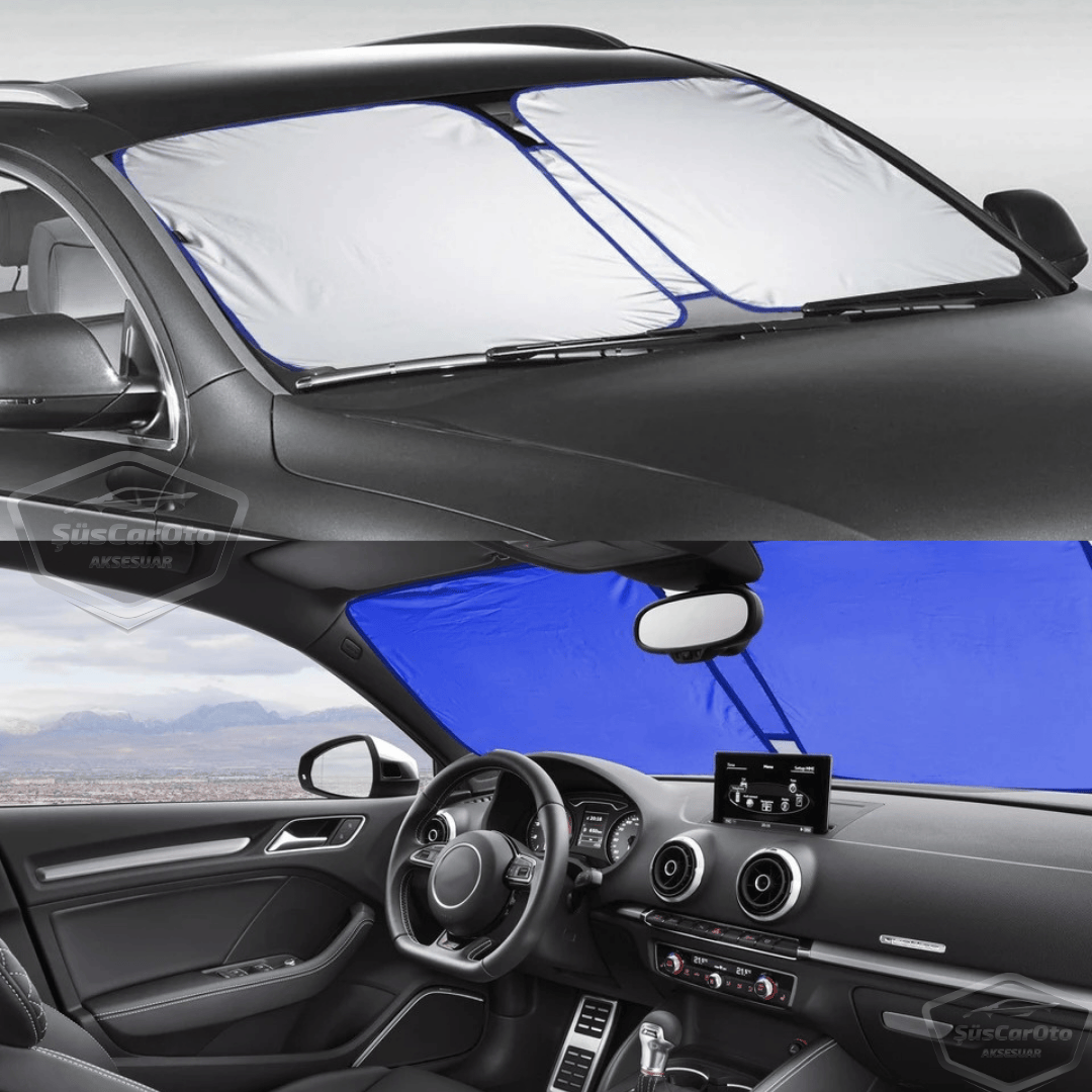 Oto Katlanabilir Premium Ön Güneşlik Ön Arka Cam Gölgelik Metalize Oto Güneş Gözlüğü Güneş Koruyucu Oto Araba Suv Tır 80 cm x 140 cm