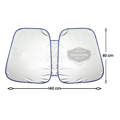 Oto Katlanabilir Premium Ön Güneşlik Ön Arka Cam Gölgelik Metalize Oto Güneş Gözlüğü Güneş Koruyucu Oto Araba Suv Tır 80 cm x 140 cm