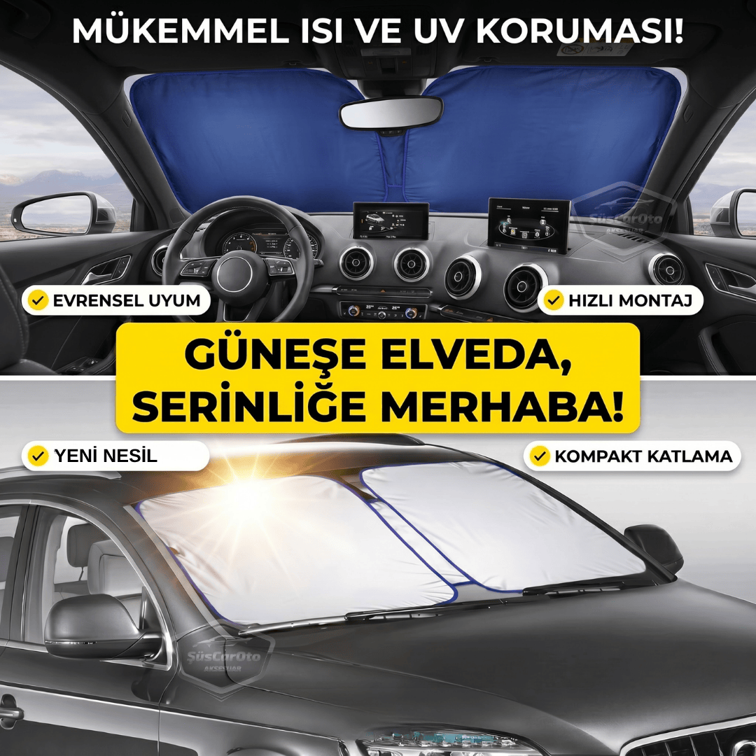 Oto Katlanabilir Premium Ön Güneşlik Ön Arka Cam Gölgelik Metalize Oto Güneş Gözlüğü Güneş Koruyucu Oto Araba Suv Tır 80 cm x 140 cm