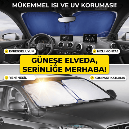 Oto Katlanabilir Premium Ön Güneşlik Ön Arka Cam Gölgelik Metalize Oto Güneş Gözlüğü Güneş Koruyucu Oto Araba Suv Tır 80 cm x 140 cm
