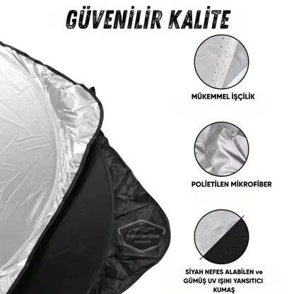 Parasol plegable premium para parabrisas delantero y trasero, protector solar metalizado de nueva generación para coche, SUV, camión, 69 cm x 149 cm