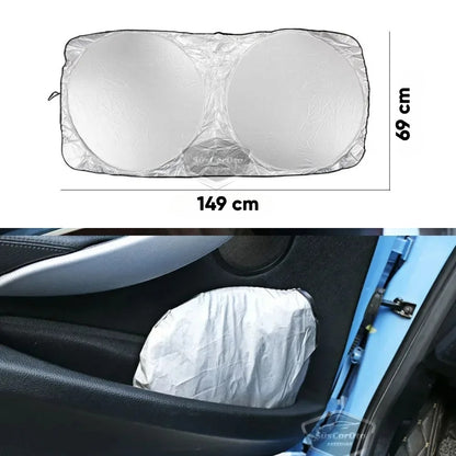 Parasol plegable premium para parabrisas delantero y trasero, protector solar metalizado de nueva generación para coche, SUV, camión, 69 cm x 149 cm