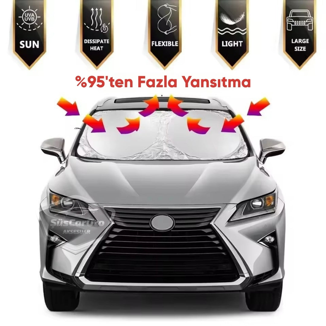 Parasol plegable premium para parabrisas delantero y trasero, protector solar metalizado de nueva generación para coche, SUV, camión, 69 cm x 149 cm