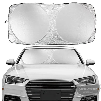 Parasol plegable premium para parabrisas delantero y trasero, protector solar metalizado de nueva generación para coche, SUV, camión, 69 cm x 149 cm