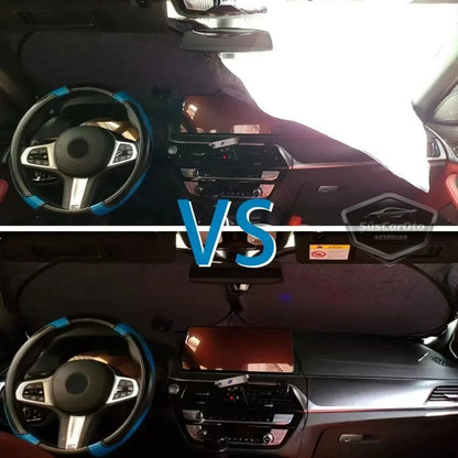 Parasol plegable premium para parabrisas delantero y trasero, protector solar metalizado de nueva generación para coche, SUV, camión, 69 cm x 149 cm