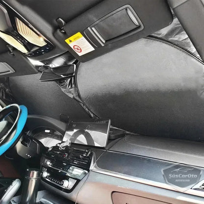 Parasol plegable premium para parabrisas delantero y trasero, protector solar metalizado de nueva generación para coche, SUV, camión, 69 cm x 149 cm