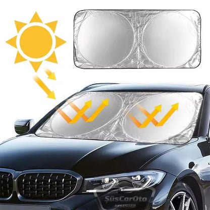 Parasol plegable premium para parabrisas delantero y trasero, protector solar metalizado de nueva generación para coche, SUV, camión, 69 cm x 149 cm