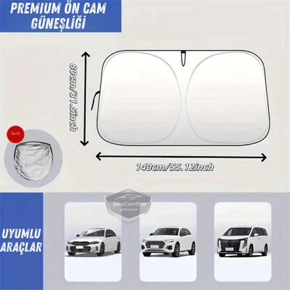 Parasol plegable premium para parabrisas delantero y trasero de coche, metalizado, de nueva generación, parasol para coche, SUV, camión, 80 cm x 140 cm, con bolsa