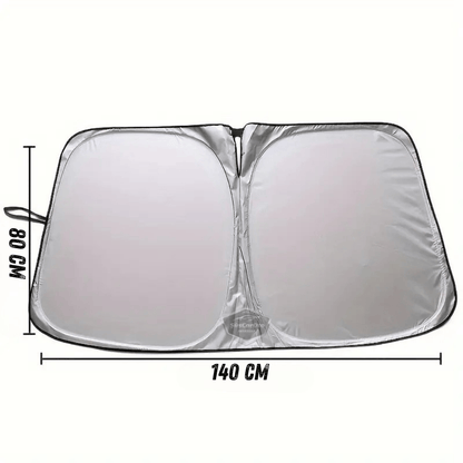Parasol plegable premium para parabrisas delantero y trasero de coche, metalizado, de nueva generación, parasol para coche, SUV, camión, 80 cm x 140 cm, con bolsa