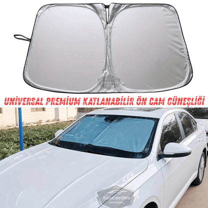 Parasol plegable premium para parabrisas delantero y trasero de coche, metalizado, de nueva generación, parasol para coche, SUV, camión, 80 cm x 140 cm, con bolsa