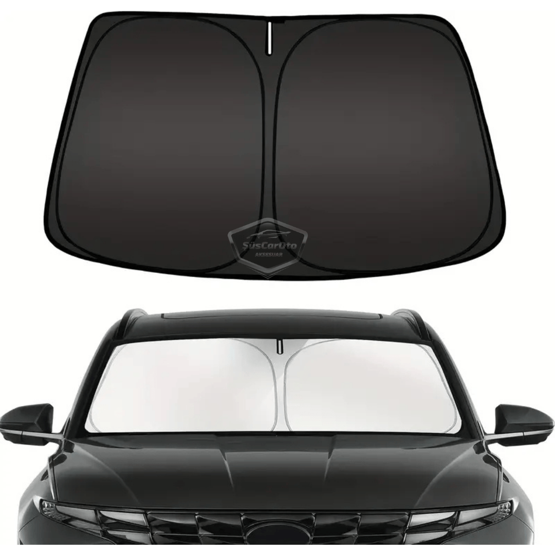 Parasol plegable premium para parabrisas delantero y trasero de coche, metalizado, de nueva generación, parasol para coche, SUV, camión, 80 cm x 140 cm, con bolsa