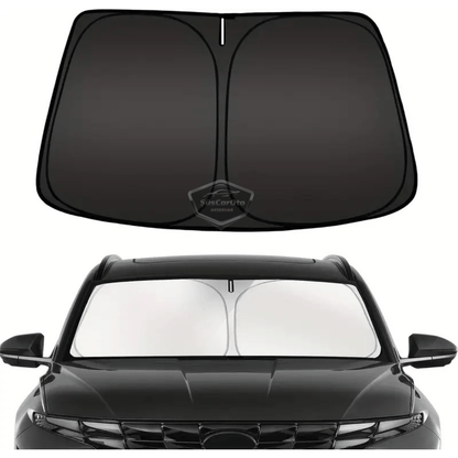 Parasol plegable premium para parabrisas delantero y trasero de coche, metalizado, de nueva generación, parasol para coche, SUV, camión, 80 cm x 140 cm, con bolsa