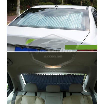 Parasol de Coche Plegable Tipo Acordeón, Parasol Delantero y Trasero, Metalizado, Trapezoidal, Deslizante, Protector Solar de Nueva Generación, para Coche, SUV, Camión, 70 cm x 150 cm ONP146