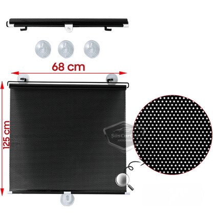 Oto Katlanır Stor Model Güneşlik Ön Arka Cam Gölgelik Siyah Noktalı Otomatik Sürgülü Yeni Nesil Güneş Koruyucu Oto Araba Suv Tır 68 cm x 125 cm