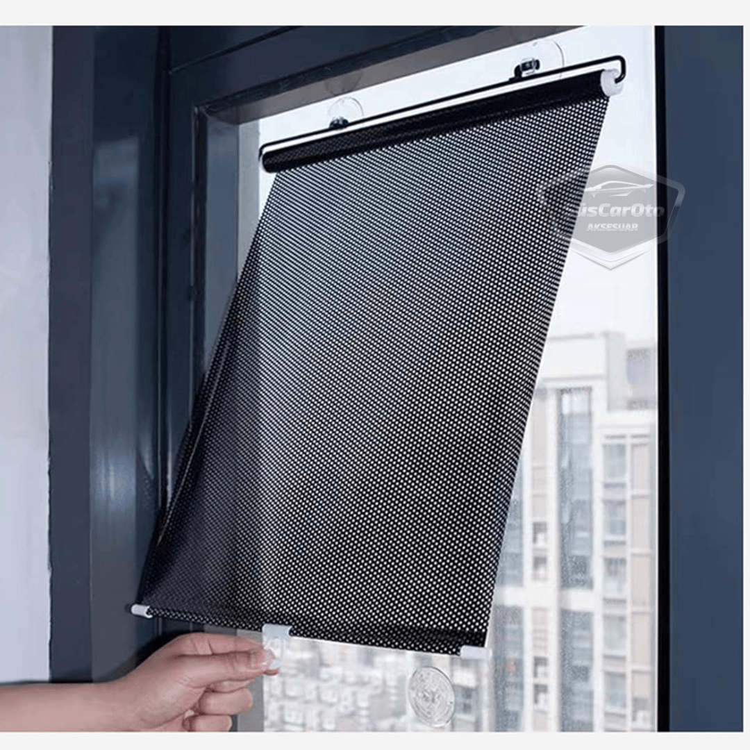 Oto Katlanır Stor Model Güneşlik Ön Arka Cam Gölgelik Siyah Noktalı Otomatik Sürgülü Yeni Nesil Güneş Koruyucu Oto Araba Suv Tır 68 cm x 125 cm
