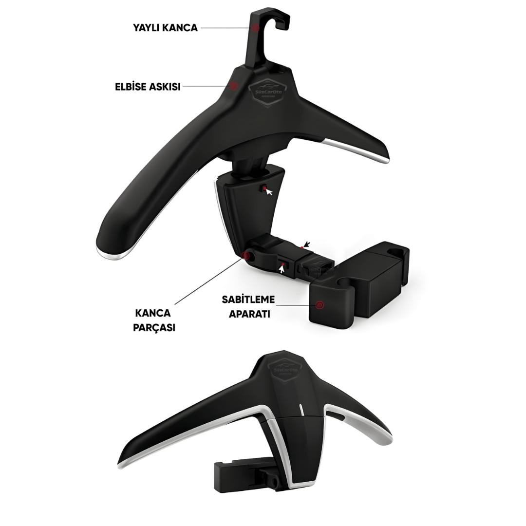 Percha de ropa para respaldo de asiento de coche, percha plegable negra para chaqueta, percha antideslizante para coche, bolsa de ropa de alta calidad 2012UNIEAÇM-KRN