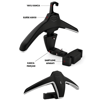 Percha de ropa para respaldo de asiento de coche, percha plegable negra para chaqueta, percha antideslizante para coche, bolsa de ropa de alta calidad 2012UNIEAÇM-KRN