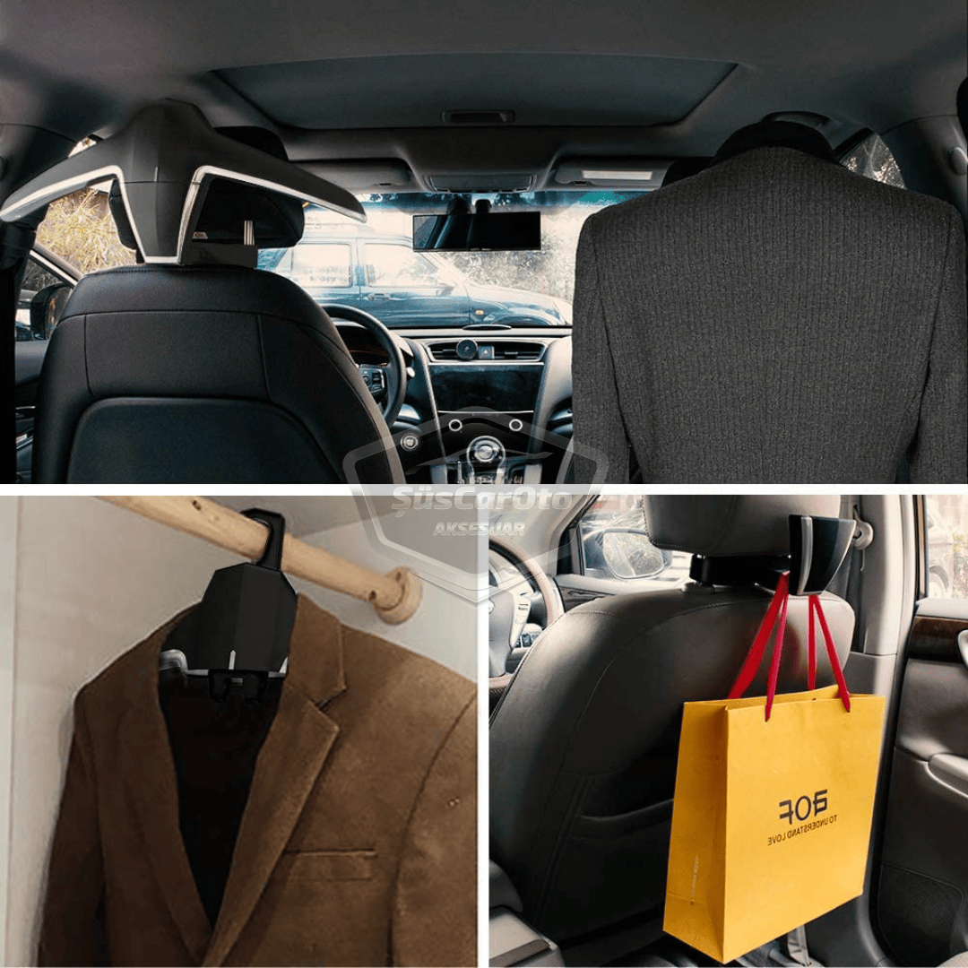 Percha de ropa para respaldo de asiento de coche, percha plegable negra para chaqueta, percha antideslizante para coche, bolsa de ropa de alta calidad 2012UNIEAÇM-KRN