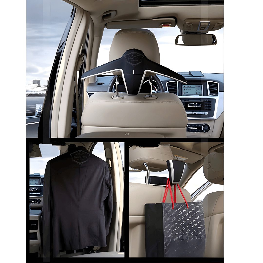 Percha de ropa para respaldo de asiento de coche, percha plegable negra para chaqueta, percha antideslizante para coche, bolsa de ropa de alta calidad 2012UNIEAÇM-KRN