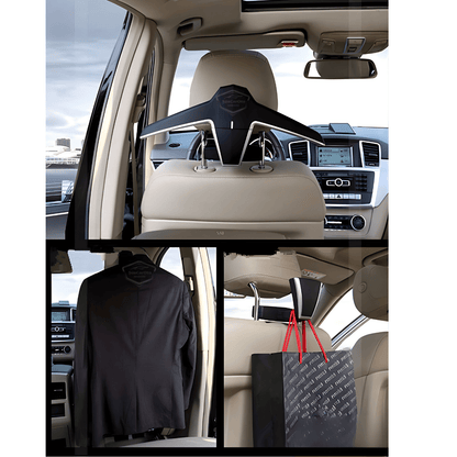 Percha de ropa para respaldo de asiento de coche, percha plegable negra para chaqueta, percha antideslizante para coche, bolsa de ropa de alta calidad 2012UNIEAÇM-KRN