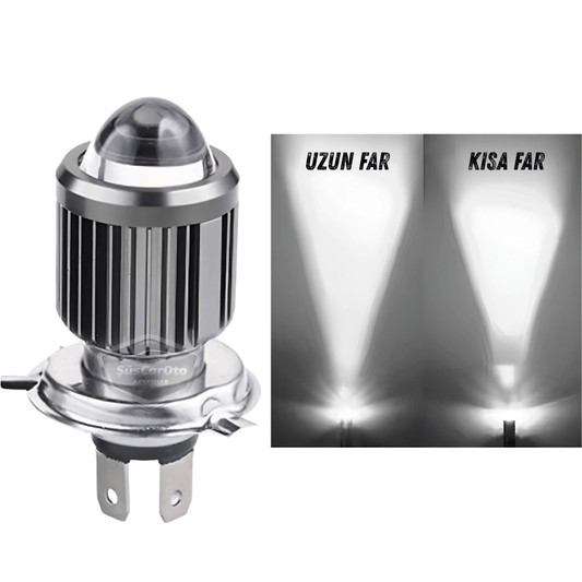 Otomobil Araç Motosiklet Mercekli Far Ampulü Led Far Beyaz CSP Led Xenon Lamba Delici Yayıcı Uzun Kısa 1 Adet H4