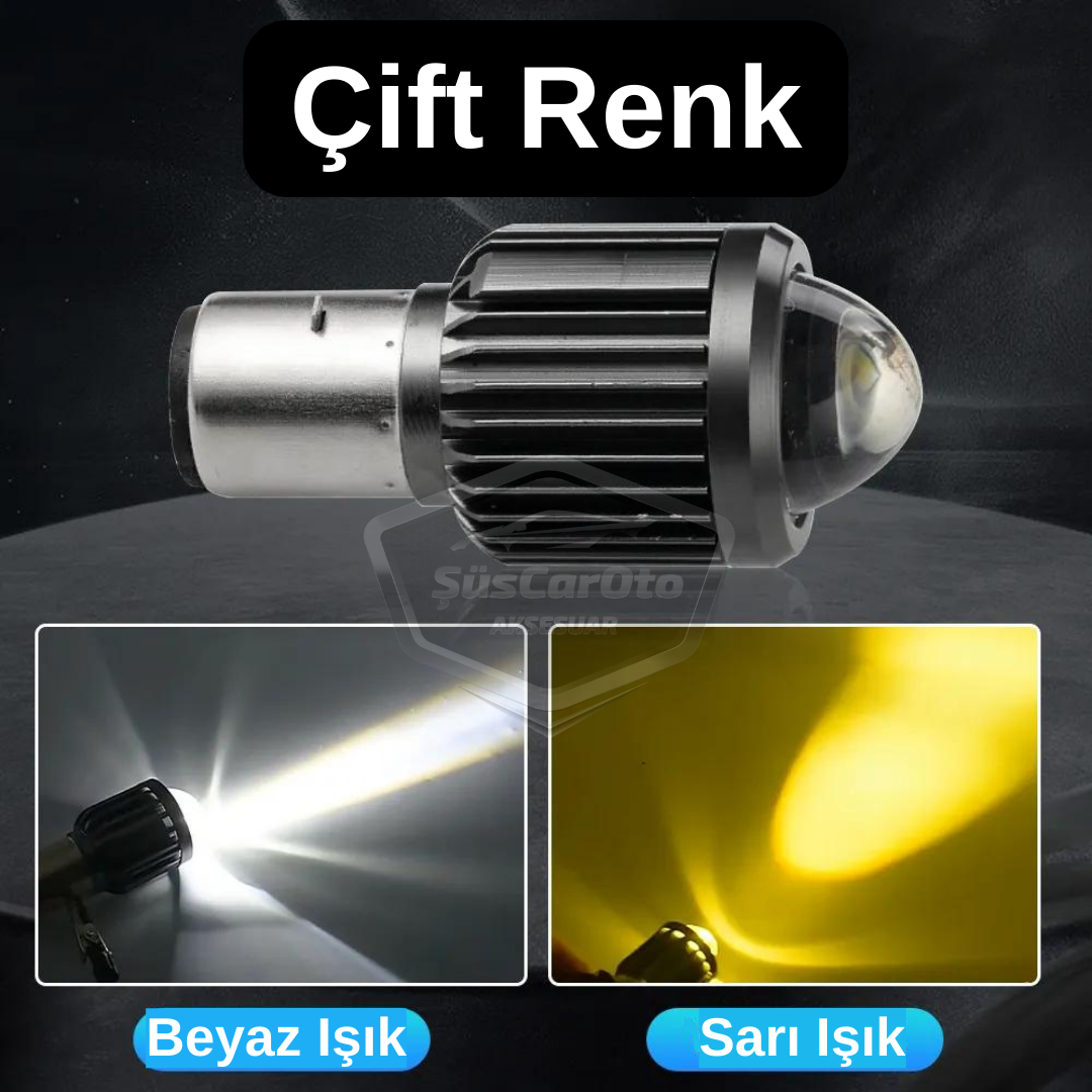 Bombilla de faro con lente para coche, motocicleta, LED, doble color, amarillo-blanco, CSP, lámpara LED, proyector perforador S2, luz alta y baja, 1 unidad, BA20D H6