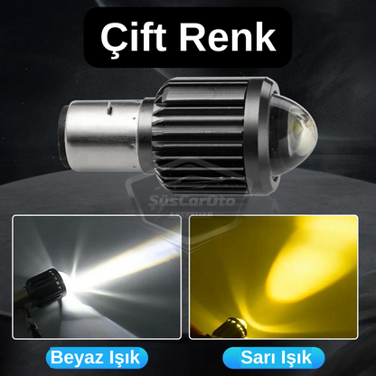 Bombilla de faro con lente para coche, motocicleta, LED, doble color, amarillo-blanco, CSP, lámpara LED, proyector perforador S2, luz alta y baja, 1 unidad, BA20D H6