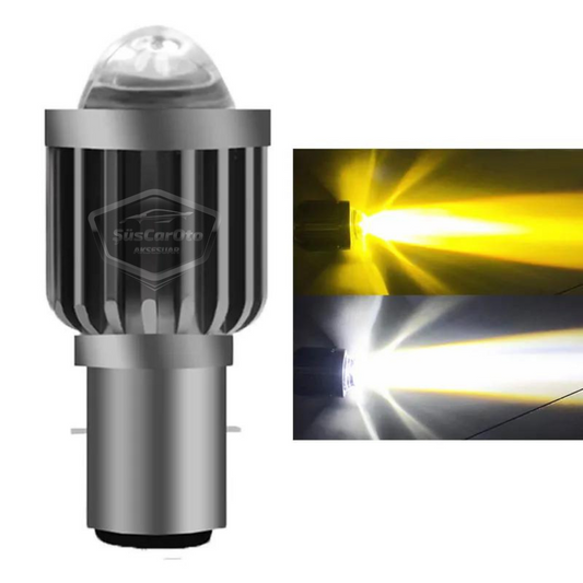 Bombilla de faro con lente para coche, motocicleta, LED, doble color, amarillo-blanco, CSP, lámpara LED, proyector perforador S2, luz alta y baja, 1 unidad, BA20D H6