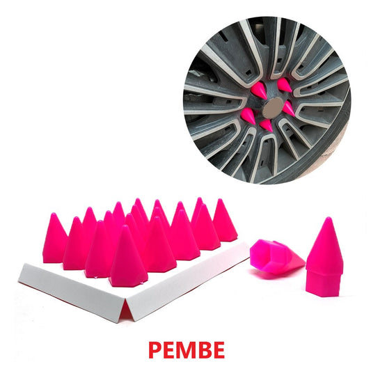 Juego de 20 tapas de tuerca en punta con herramienta de extracción de 17 mm-19 mm, ROSA