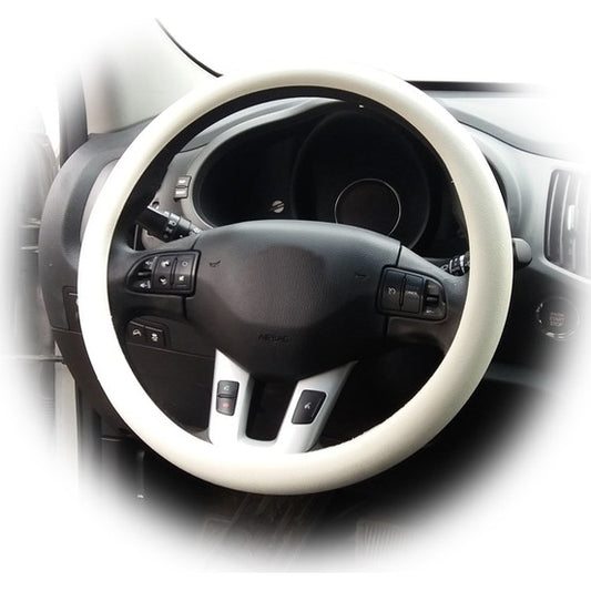 CUBIERTA DE VOLANTE DE SILICONA SÚPER DELGADA CON ESTAMPADO DE CUERO PERFLEX BLANCA
