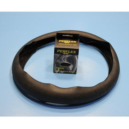 FUNDA DE VOLANTE DE SILICONA SUPERFINA CON DISEÑO DE CUERO PERFLEX NEGRO