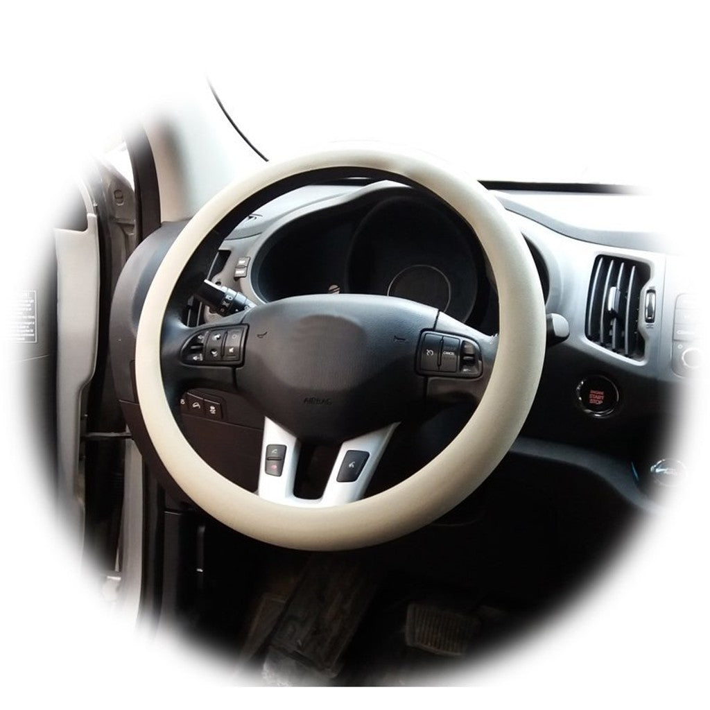 FORRO DE SILICONA SÚPER FINO PERFLEX CON DIBUJO DE CUERO PARA VOLANTE, BEIGE