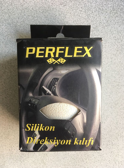 CUBIERTA DE VOLANTE DE SILICONA SÚPER DELGADA CON ESTAMPADO DE CUERO PERFLEX BLANCA