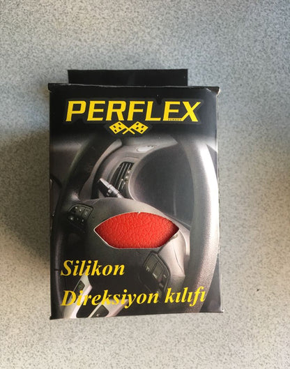 FUNDA DE VOLANTE DE SILICONA SÚPER FINA CON PATRÓN DE CUERO PERFLEX ROJA
