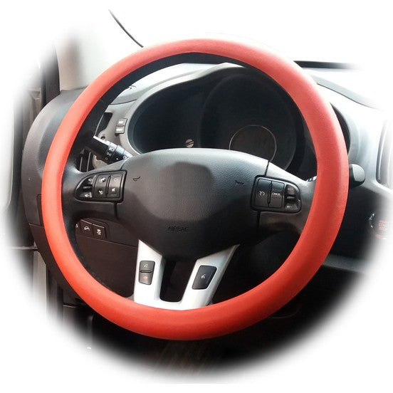 FUNDA DE VOLANTE DE SILICONA SÚPER FINA CON PATRÓN DE CUERO PERFLEX ROJA