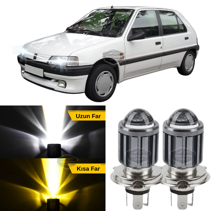 Peugeot 106 1991-2004 Compatible Bombilla de faro con lente LED xenón doble color amarillo-blanco Faro efecto flash Lámpara LED CSP Larga Corta 2 Unidades