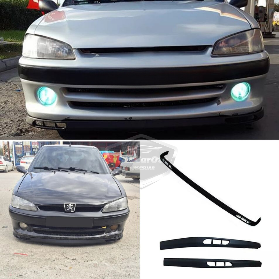 Labio universal flexible de parachoques delantero Laguna Lip compatible con Peugeot 106 1991-2004, 2 piezas, extensión de parachoques delantero