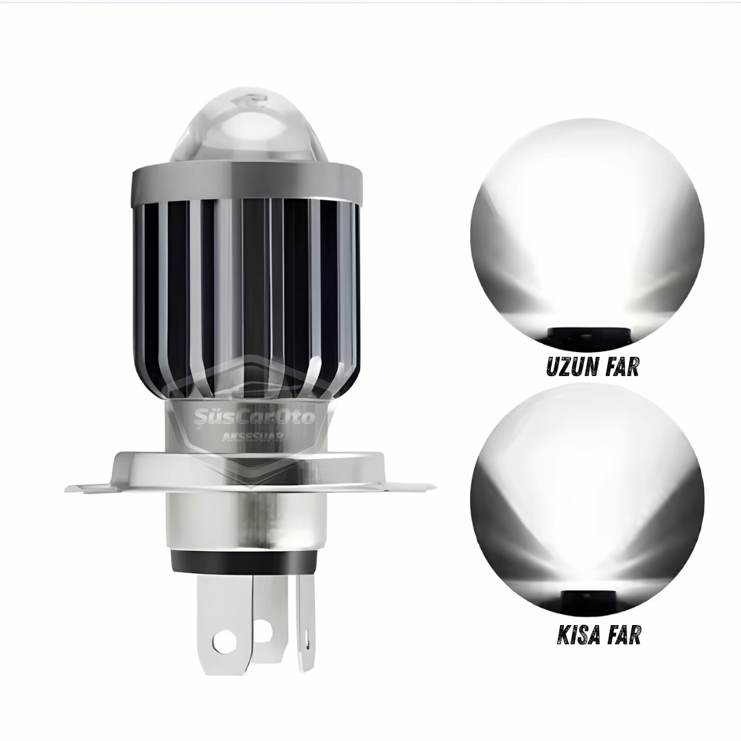 Peugeot 107 2007-2013 Uyumlu Mercekli Far Ampulü Led Xenon Beyaz Renk Far Şimşek Etkili CSP Led Lamba Uzun Kısa 2 Adet Takım