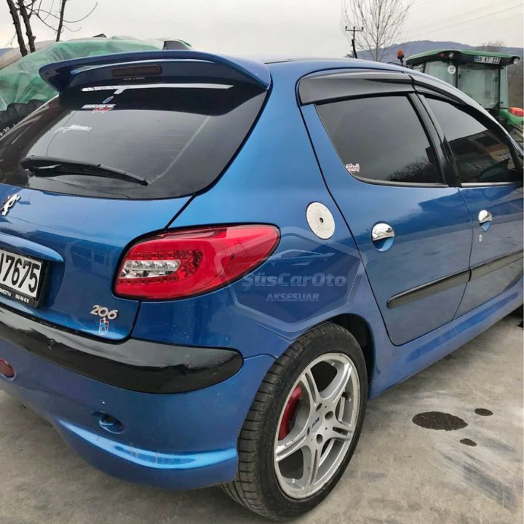 Juego de deflectores de ventana Mugen para Peugeot 206 206+ 1998-2012, Piano Black, 4 piezas, importado