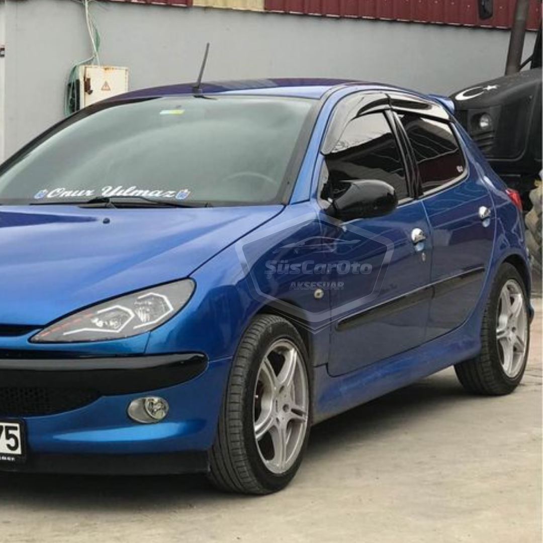 Juego de deflectores de ventana Mugen para Peugeot 206 206+ 1998-2012, Piano Black, 4 piezas, importado