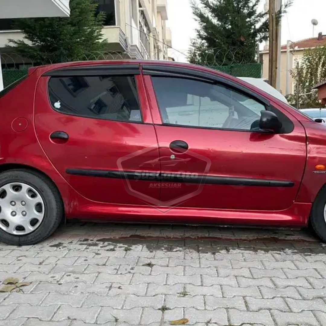 Juego de deflectores de ventana Mugen para Peugeot 206 206+ 1998-2012, Piano Black, 4 piezas, importado