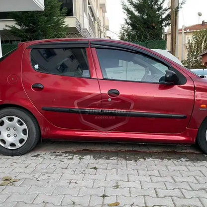 Juego de deflectores de ventana Mugen para Peugeot 206 206+ 1998-2012, Piano Black, 4 piezas, importado