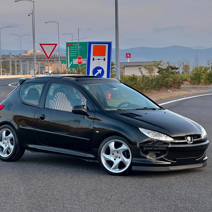 Peugeot 206 206+ 1998-2012 Compatible Universal Astra H labio Paragolpes delantero flexible de 2 piezas Bajo parachoques Spoiler delantero